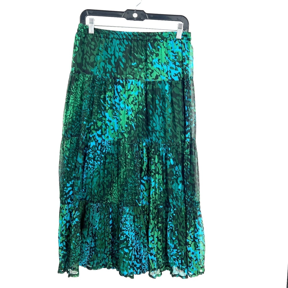 Serengeti teired broomstick boho hippy fairy Skirt Green Blue fairycore‎ flowy M